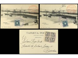 ESPAÑA. 1906. 3 tarjetas postales con franqueos 4/4 cts. y 5 cts. ...