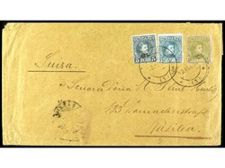 ESPAÑA. 1904. MADRID a BASILEA. 5 cts. verde, 30 cts. verde y 40 cts ...