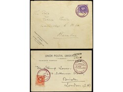 ESPAÑA. 1909. Carta y tarjeta postal con sello de 15 cts. violeta y ...