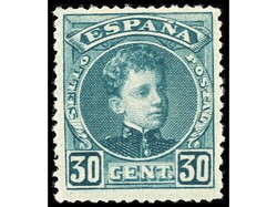 ESPAÑA. 30 cts. verde amarillo. PIEZA DE LUJO. Ed.249.