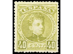 ESPAÑA. 40 cts. oliva. Muy bien centrado. RARO en esta calidad. Ed ...