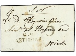 ESPAÑA: PREFILATELIA. 1842. Carta con la marca C.O./ASTURIAS (nº2) ...