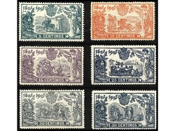 ESPAÑA. 5 cts. a 30 cts. y 50 cts. Centrados de LUJO. Sin fijasellos ...