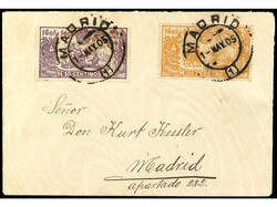 ESPAÑA. 1905. Conjunto de cuatro cartas no circuladas con franqueo ...