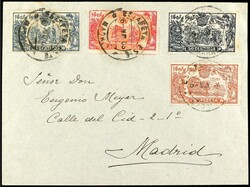 ESPAÑA. 1905. MADRID. 30 cts. verde, 50 cts. azul, 40 cts.rosa y 1 ...