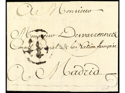 ESPAÑA: PREFILATELIA. 1744 (19 julio). BILBAO a MADRID. Marca CRUZ ...