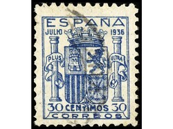 ESPAÑA. 30 cts. azul. Bien centrado. Ed.801. Cat. 300€.