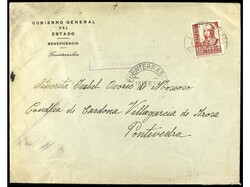ESPAÑA. 1938. FUENTERRABÍA a PONTEVEDRA. 30 cts. carmín PIE DE ...