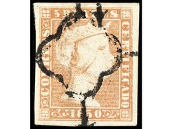 ESPAÑA. 5 reales rojo. Márgenes muy grandes. LUJO. Ed.3. Cat. ...