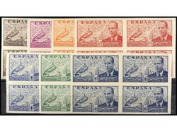 ESPAÑA. SERIE COMPLETA. 7 valores en bloques de cuatro SIN DENTAR. ...