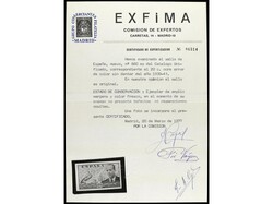 ESPAÑA. 20 cts. ocre SIN DENTAR. LUJO. Cert. EXFIMA (1977). Ed ...