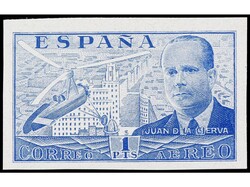 ESPAÑA. 1 pta. azul claro. COLOR CAMBIADO SIN DENTAR. RARO y no ...