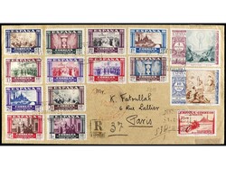 ESPAÑA. 1940. SAN SEBASTIÁN a PARÍS. Serie completa en carta ...