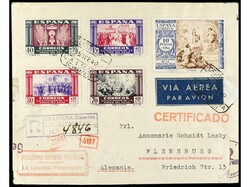ESPAÑA. 1940. LA LAGUNA (Canarias) a ALEMANIA. Serie completa en ...