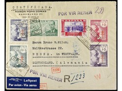 ESPAÑA. 1940. BARCELONA a ALEMANIA. Carta certificada, precioso ...