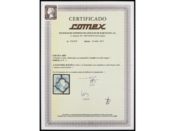 ESPAÑA. 10 reales verde, grandes márgenes, mat. dejando la carta de ...