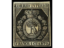 ESPAÑA. 1 cuarto bronce dorado. Punto de color en la zona superior ...