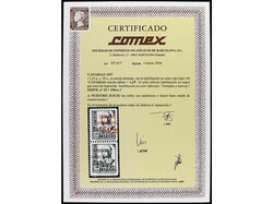 ESPAÑA: CANARIAS. +1.25 pts. s. 50 cts. azul. Pareja vertical sello ...