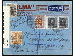 ESPAÑA E. LOCALES PATRIOTICAS: MALAGA. 1941. MÁLAGA a NEW YORK. 5 ...