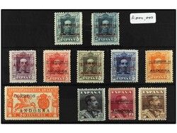 ANDORRA. SERIE COMPLETA sin el 2 cts., 5 cts. y 20 cts. rojo claro ...