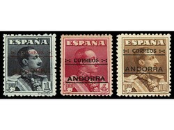ANDORRA. SERIE COMPLETA sin el 2 cts., 5 cts. y 20 cts. rojo claro ...