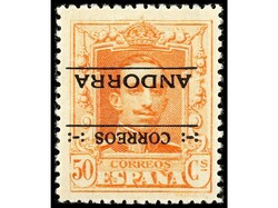 ANDORRA. 50 cts. naranja. HABILITACIÓN INVERTIDA. Ed.9hi. Cat. ...