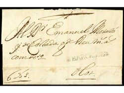 ESPAÑA: PREFILATELIA. 1718. BARCELONA a OLOT. Marca DE BARCELONA ...