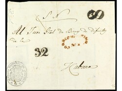 CUBA. (1842 ca.). MADRID a LA HABANA. Envuelta del Servicio Nacional ...