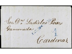CUBA. 1851 (24 Agosto). HABANA a CÁRDENAS. Carta completa con texto, ...