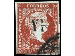 CUBA. 1/4 sobre 2 reales carmín. Tipo II. Ed.4A. Cat. 350€.