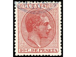 CUBA. 10 cts. carmín. MUY RARO y de LUJO. No reseñado en usado. Ed ...