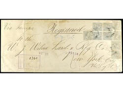 CUBA. 1895. Sobre certificado de HABANA a NEW YORK. 5 c. verde (9), ...