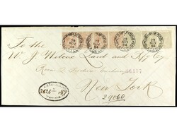CUBA. 1894. Sobre certificado de CIENFUEGOS a NEW YORK. 5 c. (3) y 10 ...