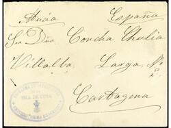 CUBA. 1895. CUBA a CARTAGENA. Marca de franquicia ESCUADRA DE ...