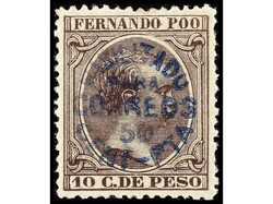 COLONIAS ESPAÑOLAS: FERNANDO POO. 50 cts. s. 10 cts. de peso. LUJO. ...