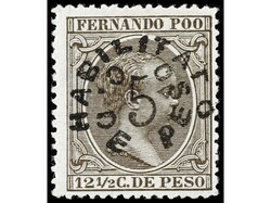 COLONIAS ESPAÑOLAS: FERNANDO POO. 5 cts. s. 12 1/2 cts. castaño. ...