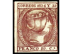 FILIPINAS. 10 cuartos carmín. Un margen ajustado y pequeño punto ...