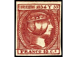 FILIPINAS. 10 cuartos carmín. Goma no original y corte reforzado en ...