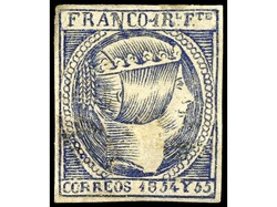 FILIPINAS. 1 real azul. Márgenes completos. Esquina reparada. Ed.3. ...