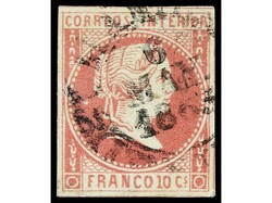 FILIPINAS. 10 cuartos rosa. Mat. fechador MANILA / IS. FILIPINAS. ...