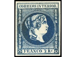 FILIPINAS. 2 reales azul. LUJO. Ed.14. Cat. 900€.