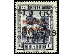 COLONIAS ESPAÑOLAS: GUINEA. 30 cts. sobre 40 cts. azul PUNTO DE ...