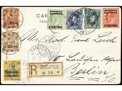 COLONIAS ESPAÑOLAS: MARRUECOS. 1915. TÁNGER a BERLÍN. Tarjeta ...