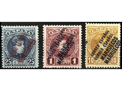COLONIAS ESPAÑOLAS: MARRUECOS. 25 cts., 1 pta. y 10 pts. ...