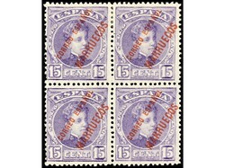 COLONIAS ESPAÑOLAS: MARRUECOS. 15 cts. violeta oscuro. Bloque de ...