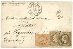 PANAMA - COLON via ASPINWALL (COLOMBIE) : 1872 30c (x2) + 40c(pd) obl ...