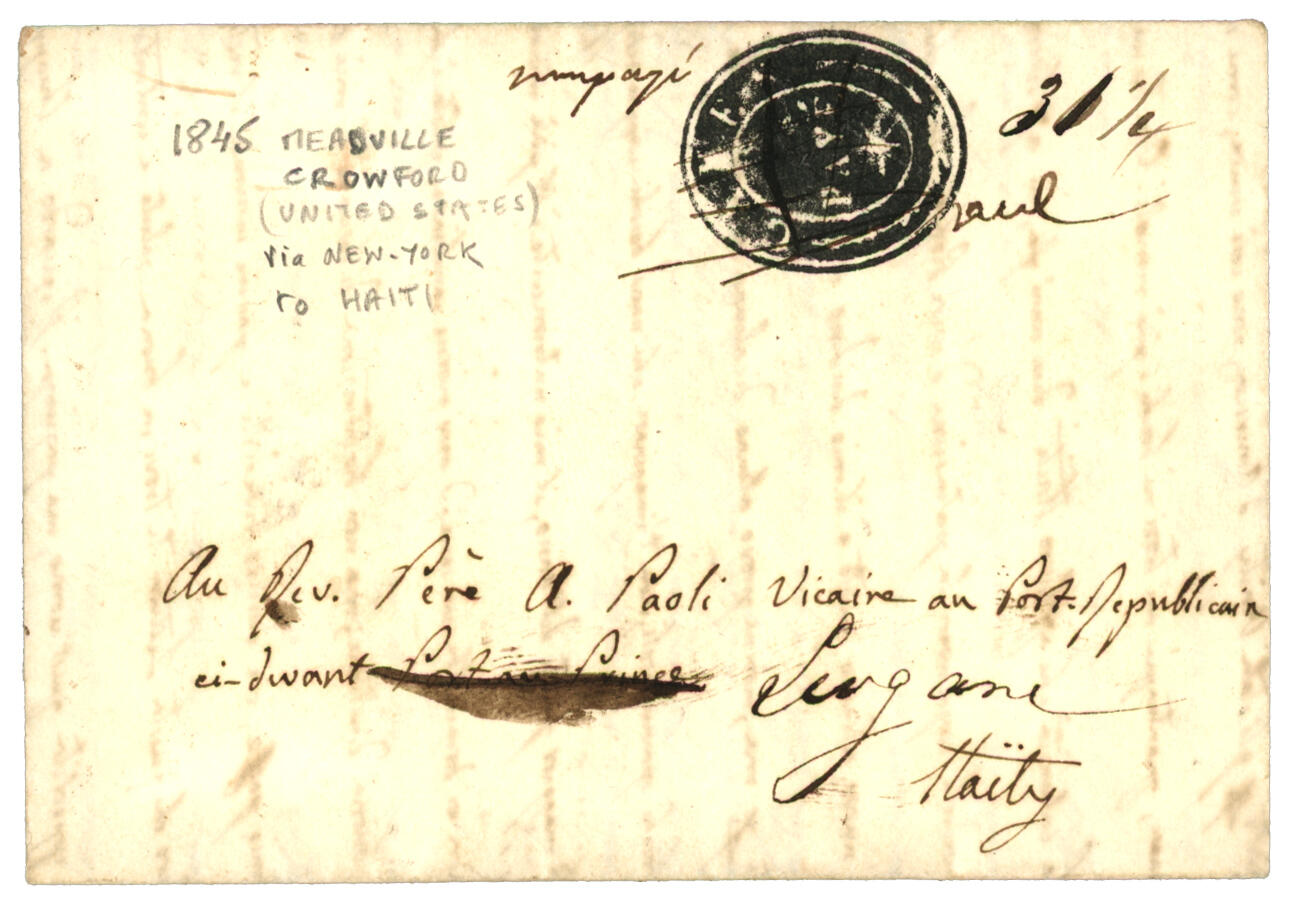 "Italian missionary - MEADVILLE (USA) via NEW-YORK to HAITI" : 1845 ...
