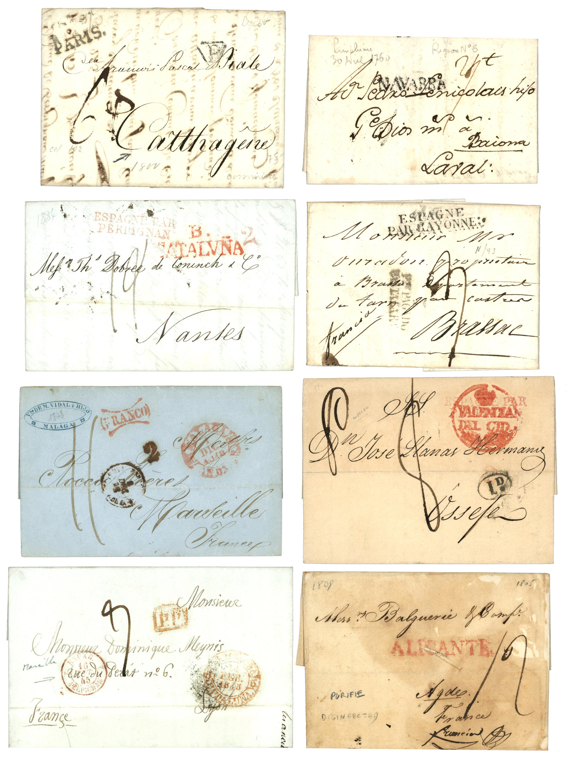 SPAIN : 1773/1863 Superb lot of 34 covers from or to SPAIN. Vvf