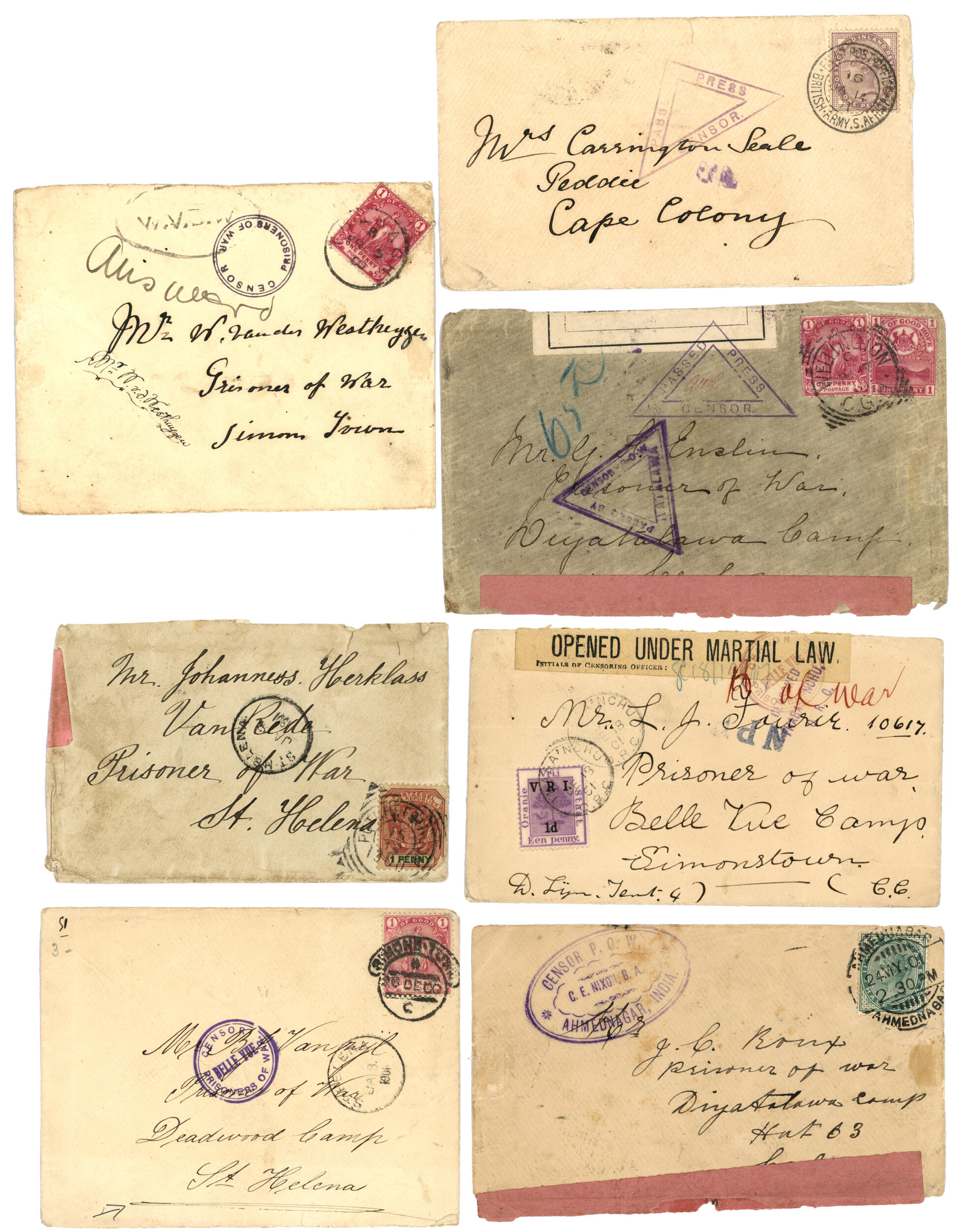 SOUTH AFRICA - BOER WAR : 1901 Nice lot lot of 7 covers + CENSOR to ...