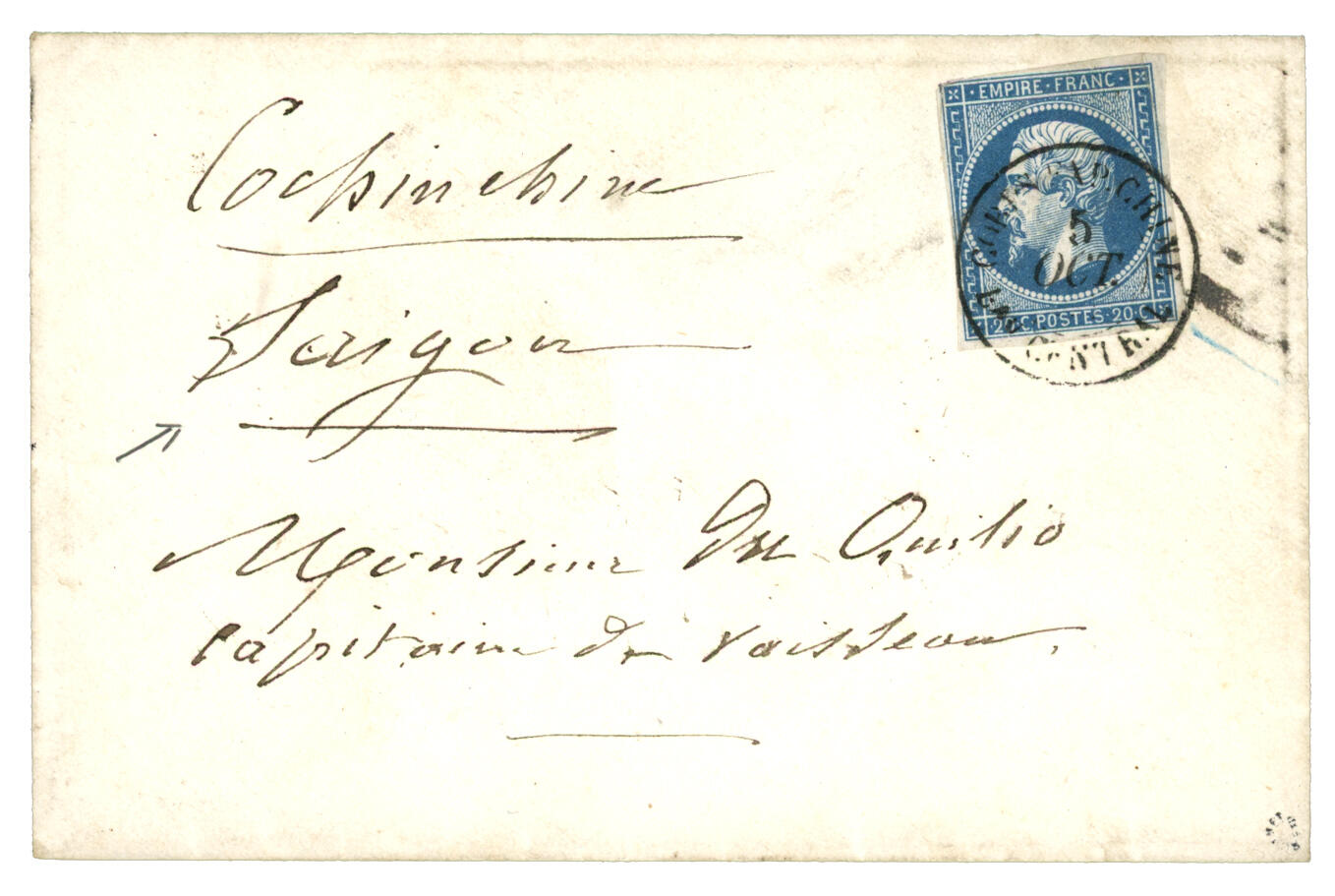 Bureau CENTRAL - Cachet à date sur timbre : 20c (n°14) obl. par le ...